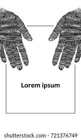 Leaflet template with decorative hand drawing.