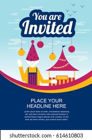 Leaflet template design with carnival theme/ Invitation card design