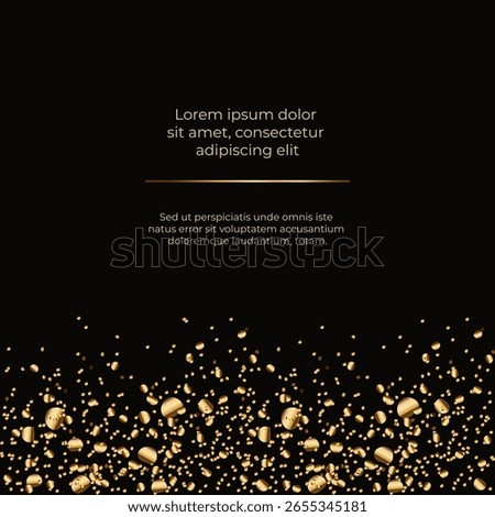 leaflet template with luxury design and gold particles on a dark background