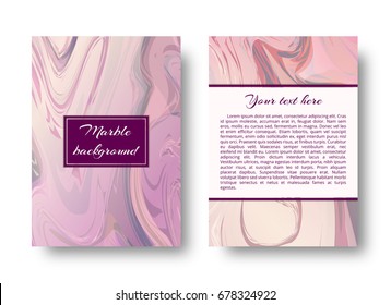 A leaflet template with a pink marble design, borders with a watercolor pattern and space for text.