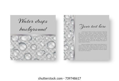 Leaflet template with translucent sparkling drops of dew