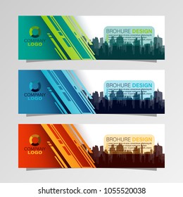Leaflets 3 fold Template.Vector illustration.Can be used for presentation, flyer and leaflet, brochure, corporate report, marketing, advertising, annual report, banne.City skyline.