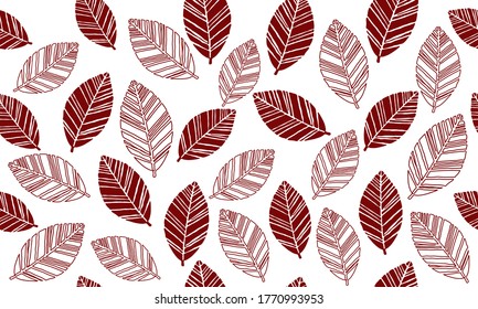 
Leaflets.Silhouettes and contours.Seamless vector texture.Summer print in contrasting colors.