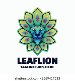 Leaflion Mascot Gradient Logo Template