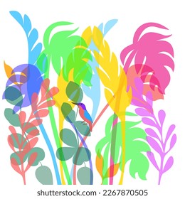 leaf,palm,leaf frame, background ,
illustration,green,yellow,pink,purple blue,vector,design nature decoration,