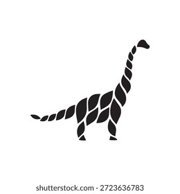 Silueta de saurópodo de patrón de hoja: Vector de dinosaurio artístico que mezcla la Naturaleza y la forma prehistórica