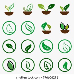 Leaf,plant,logo,ecology,people,wellness,green,leaves,nature symbol icon set of vector designs. Health Logo and vector Template for business.