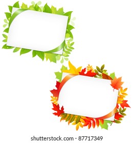 Leafs And Blank Gift Tag, Isolated On White Background, Vector Illustration