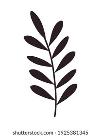 leafs branch foliage silhouette icon vector illustration design