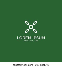 Leafs bifurcación geométrica lineal minimo concepto de diseño de símbolo de logotipo. Ilustración del vector