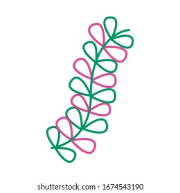 leafs branch line style icon vector illustration design