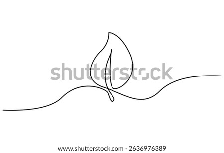 Leafs Continuous Line Illustration, Continuous line icon on white background.