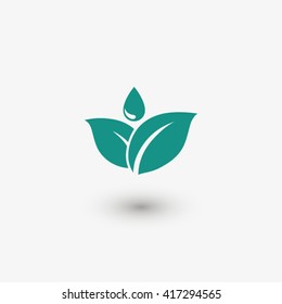 leafs with drop, icon. One of set web icons