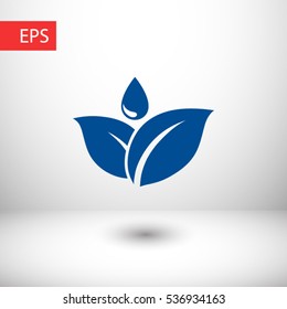 leafs with drop, icon. One of set web icons