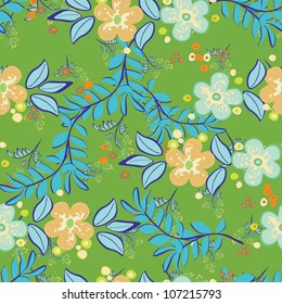 Leafs and flowers - seamless pattern
