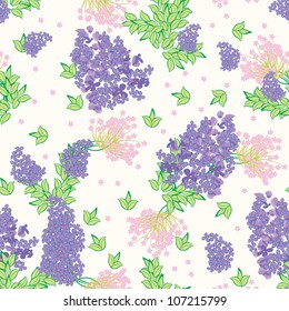 Leafs and flowers - seamless pattern