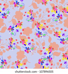 Leafs and flowers - seamless pattern