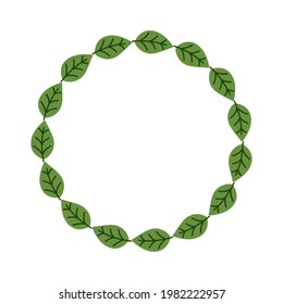 leafs foliage stamp circular frame