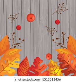 leafs and fruits autumn pattern background