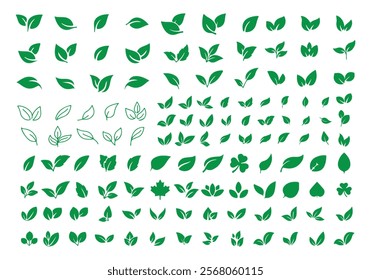 Leaf's green color icon logo. Leaf Icon. Black and green leaf ecology nature element vector. Leaves icon on transparent background. Illustration EPS 10