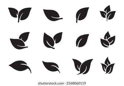 Leaf's green color icon logo. Leaf Icon. Black and green leaf ecology nature element vector. Leaves icon on transparent background. Illustration EPS 10