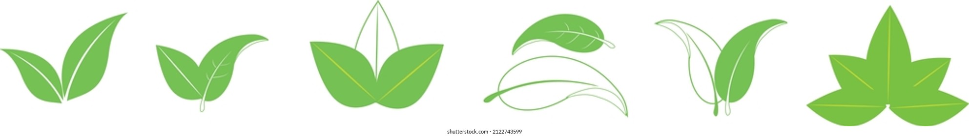 Leafs green set. Green leaf ecology nature element symbol isolated on white background	