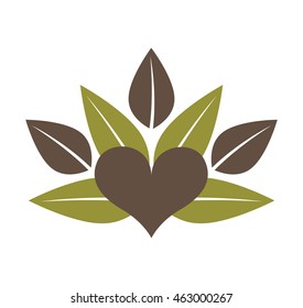 leafs healthy heart food menu icon vector illustration design