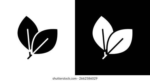 Leafs icon set in black glyph style. silhouette collection vector illustration.