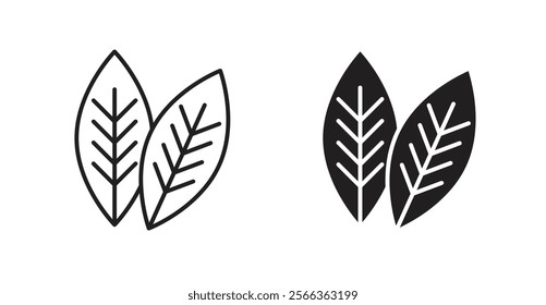 Leafs icons in line stroke and flat versions