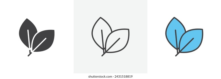 Leafs Isolated Line Icon Style Design. Simple Vector Illustration