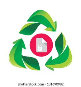 Leafs and locked paper recycle vector design