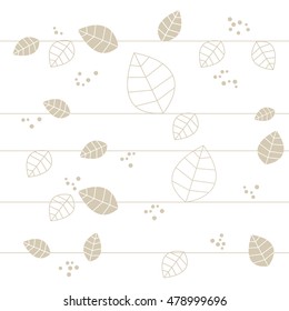 Leafs. Natural beige background vector. Design for Homemade and handmade natural product.
