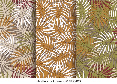 Leafs of palm tree. Seamless pattern collection.