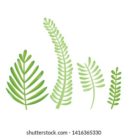 leafs palms ecology set icons