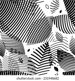 Leafs pattern. Clouds geometric background. Strip line Clouds. Abstract lines. Forest. Tree 