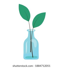 leafs plant in bottle hygge style icon vector illustration design