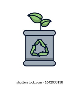 leafs plant ecology in barrel vector illustration design