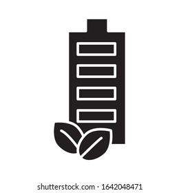 leafs plant ecology in battery flat style icon vector illustration design