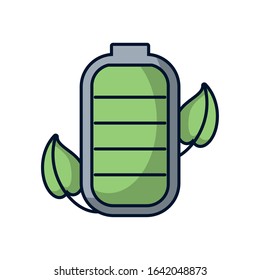 leafs plant ecology in battery vector illustration design