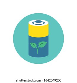 leafs plant ecology in battery vector illustration design
