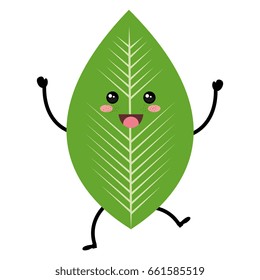 Leafs Plant Ecology Kawaii Character Stock Vector (Royalty Free ...