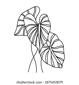 leafs plant one line style icon vector illustration design