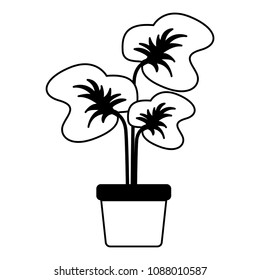 leafs plant in pot decorative icon