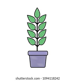 leafs plant in pot decorative icon