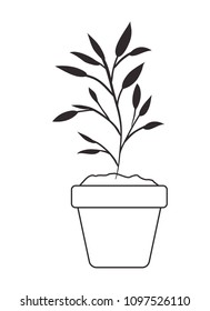 leafs plant in pot decorative icon
