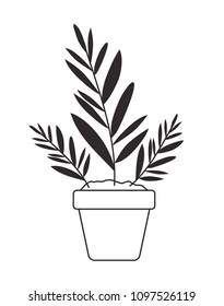 leafs plant in pot decorative icon