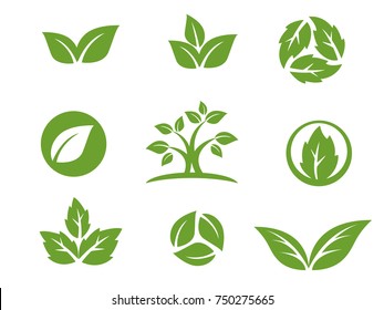 leafs, plant, tree nature logo design