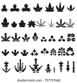 LEAFS AND PLANTS. BLACK SILHOUETTES COLLECTION.