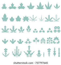 LEAFS AND PLANTS. BLUE SILHOUETTES COLLECTION.