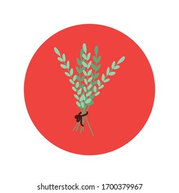 leafs plants hand draw style vector illustration design